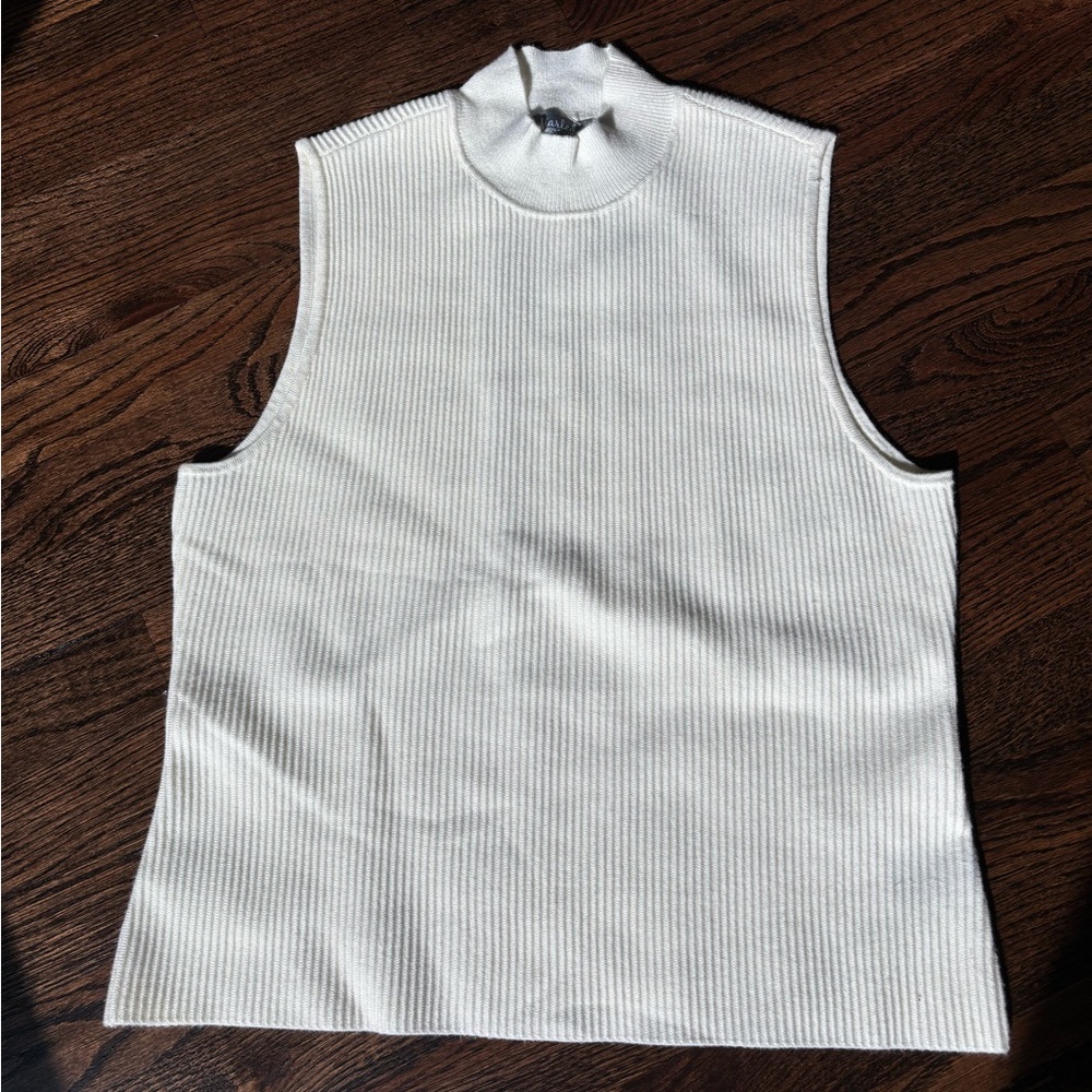 Marled | White Sleeveless Ribbed Top | XL